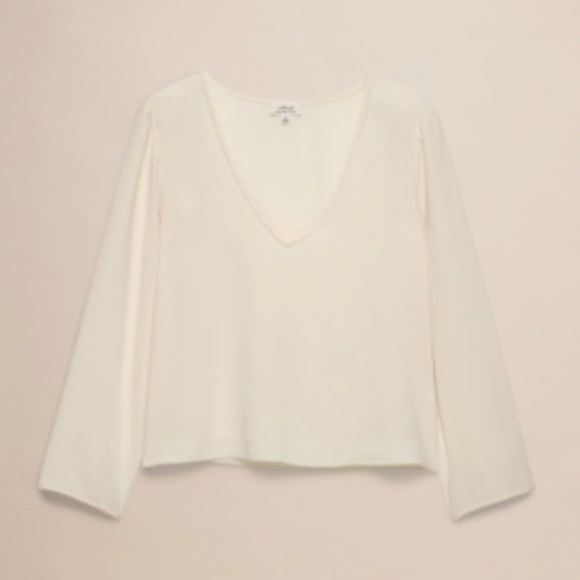 NWT Wilfred Chelles Eggshell Long Sleeve Blouse L - Picture 1 of 9